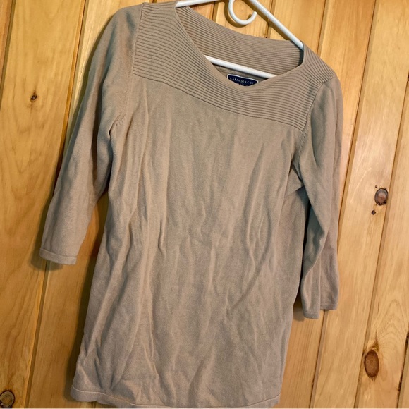 Karen Scott Petites Women’s Tan Long-Sleeve Sweater - Picture 2 of 6